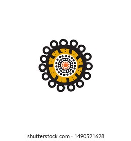 Aboriginal art dots painting icon logo design vector illustration template