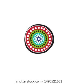 Aboriginal art dots painting icon logo design vector illustration template