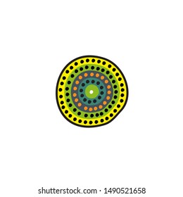 Aboriginal art dots painting icon logo design vector illustration template