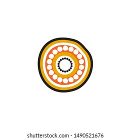 Aboriginal art dots painting icon logo design vector illustration template