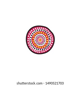 Aboriginal art dots painting icon logo design vector illustration template