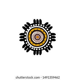 Aboriginal art dots painting icon logo design vector illustration template