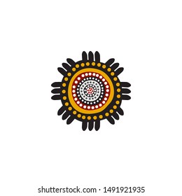 Aboriginal art dots painting icon logo design vector template