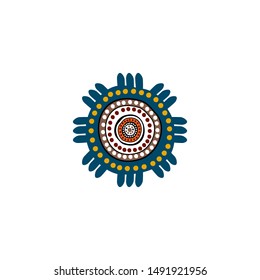 Aboriginal art dots painting icon logo design vector template