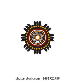 Aboriginal art dots painting icon logo design vector template