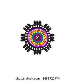 Aboriginal art dots painting icon logo design vector template