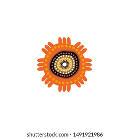 Aboriginal art dots painting icon logo design vector template