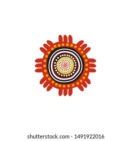Aboriginal art dots painting icon logo design vector template