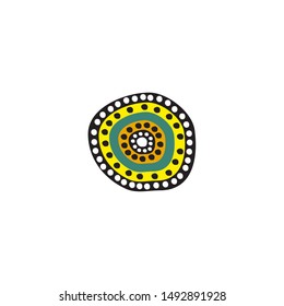 Aboriginal art dots painting icon logo design vector illustration