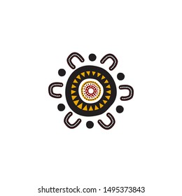 Aboriginal art dots painting icon logo design illustration template