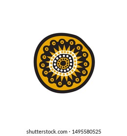 Aboriginal art dots painting icon logo design vector illustration template