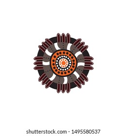 Aboriginal art dots painting icon logo design vector illustration template