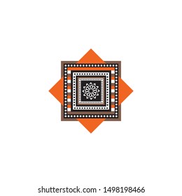 Aboriginal art dots painting icon logo design vector template