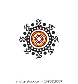 Aboriginal art dots painting icon logo design illustration vector template