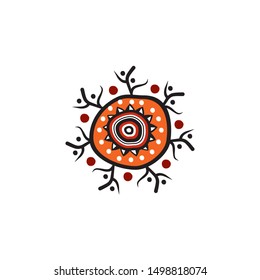 Aboriginal art dots painting icon logo design illustration vector template