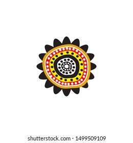 Aboriginal art dots painting icon logo design vector template