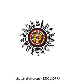 Aboriginal art dots painting icon logo design vector template