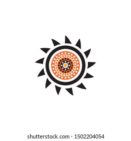 Aboriginal art dots painting icon logo design vector template