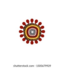Aboriginal art dots painting icon logo design vector template