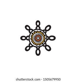 Aboriginal art dots painting icon logo design vector template