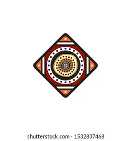 Aboriginal art dots painting icon logo design vector illustration template