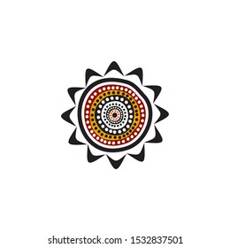 Aboriginal art dots painting icon logo design vector illustration template