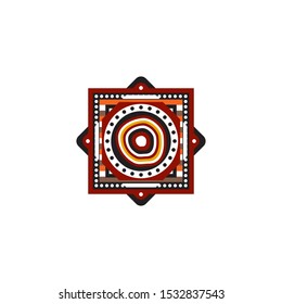 Aboriginal art dots painting icon logo design vector illustration template
