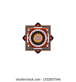 Aboriginal art dots painting icon logo design vector illustration template