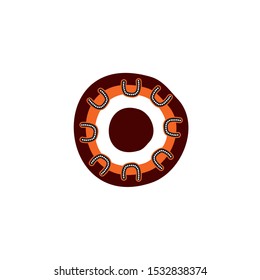 Aboriginal art dots painting icon logo design template