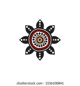 Aboriginal art dots painting icon logo design vector illustration template