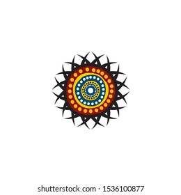 Aboriginal art dots painting icon logo design vector illustration template