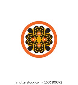 Aboriginal art dots painting icon logo design vector illustration template