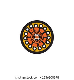 Aboriginal art dots painting icon logo design vector illustration template