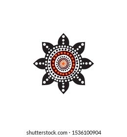 Aboriginal art dots painting icon logo design vector illustration template