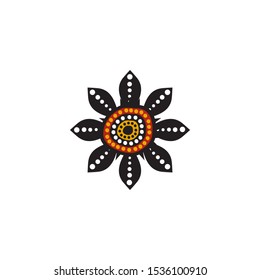 Aboriginal art dots painting icon logo design vector illustration template