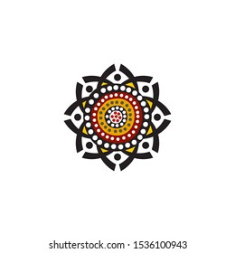 Aboriginal art dots painting icon logo design vector illustration template
