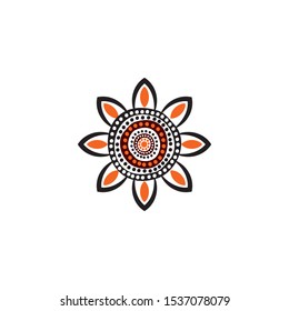 Aboriginal art dots painting icon logo design vector template