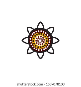 Aboriginal art dots painting icon logo design vector template