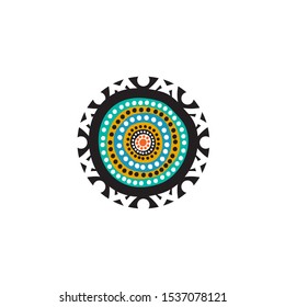 Aboriginal art dots painting icon logo design vector template