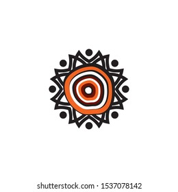 Aboriginal art dots painting icon logo design vector template