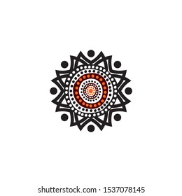 Aboriginal art dots painting icon logo design vector template