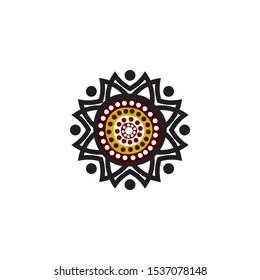 Aboriginal art dots painting icon logo design vector template