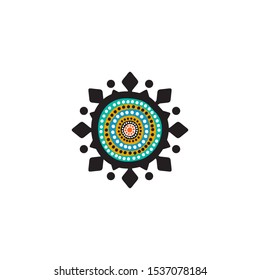 Aboriginal art dots painting icon logo design vector template