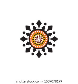 Aboriginal art dots painting icon logo design vector template