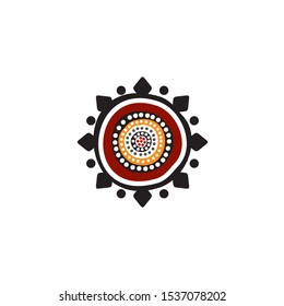 Aboriginal art dots painting icon logo design vector template