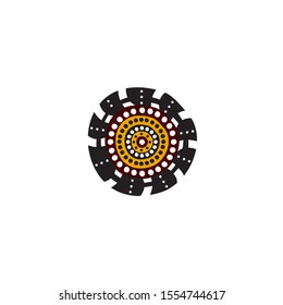 Aboriginal art dots painting icon logo design vector template