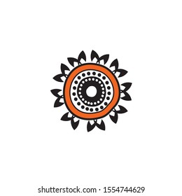 Aboriginal art dots painting icon logo design vector template