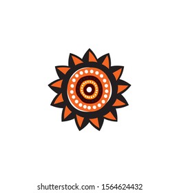 Aboriginal art dots painting icon logo design vector template