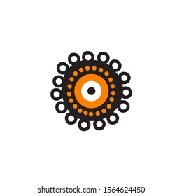 Aboriginal art dots painting icon logo design vector template