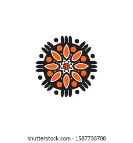 Aboriginal art dots painting icon logo design vector template